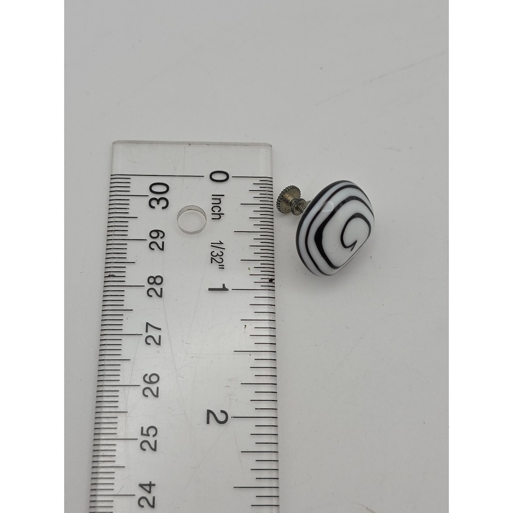Vintage Black White Swirl Glass Bead Knotted Choker 14.5" Japan Screwback Earrin - Picture 10 of 16